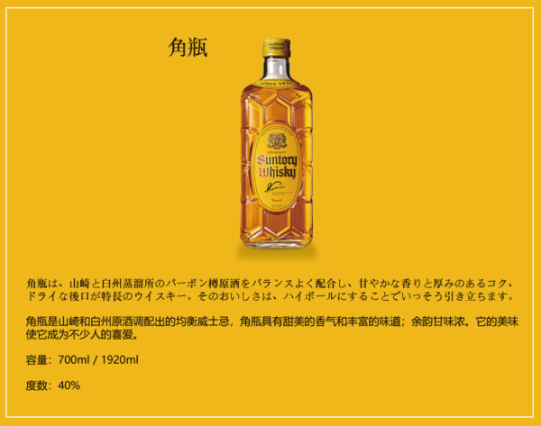 Suntory 三得利 威士忌角瓶